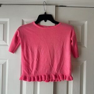 Lilly Pullitzer Girls Ribbed Riffled Knitted Bottom Sweater Top Sz S (4-5)